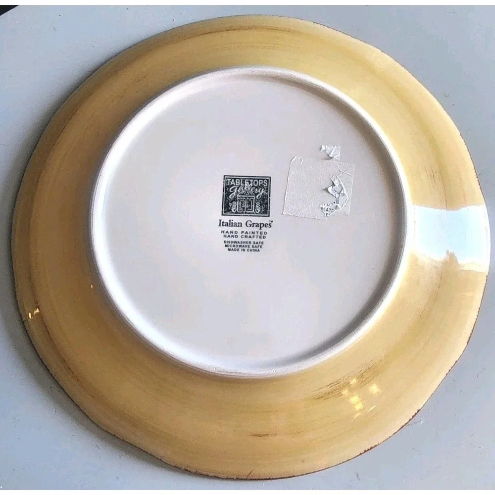 Tabletops Unlimited Italian Grapes Rimmed Plate Hand Painted Discontinued